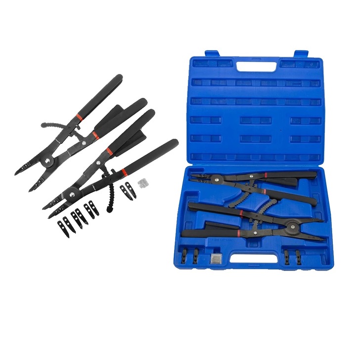 Set clesti pentru inele de snap, 16 inch, 3 capete interschimbabile, manere cauciucate antiderapante, finisaj negru