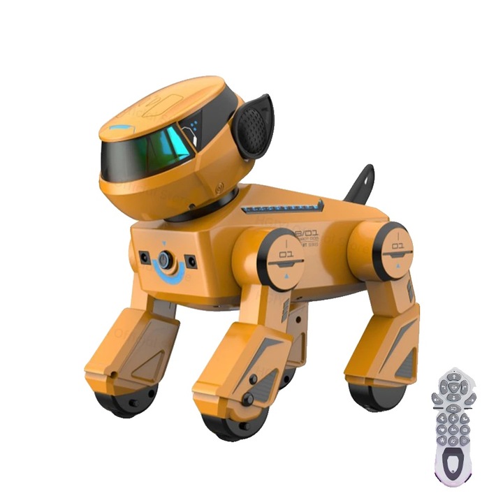 Robot interactiv cu telecomanda, BG1544, galben, 50 minute autonomie, senzor tactil