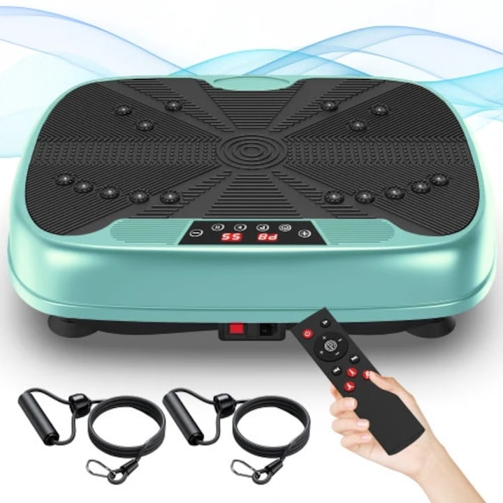 Platformă de vibrații, antrenament de echilibru, 2 benzi de rezistență, verde, 45x35x12.7cm