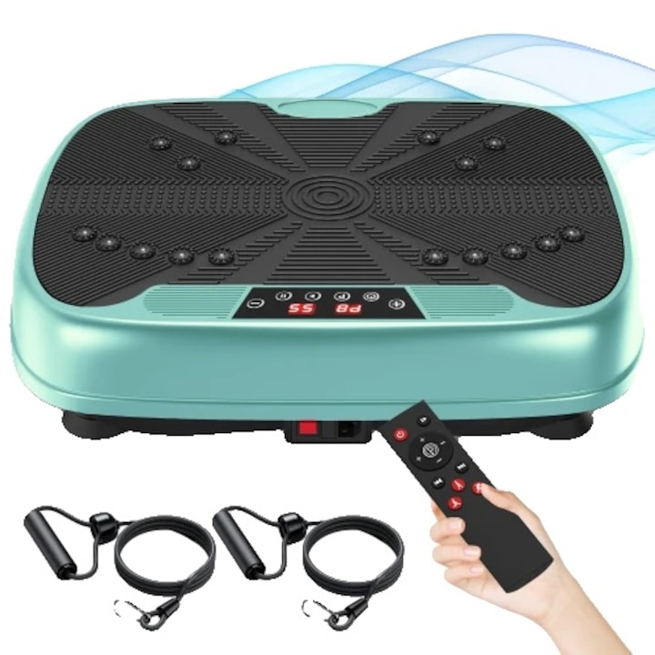 Placa de vibratie, antrenament complet, fitness acasa, verde, 45x35x12.7cm