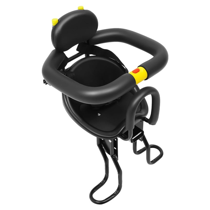 Детско столче за велосипед, черно, размери 32x28см, регулируемо 40-56см, капацитет 35кг