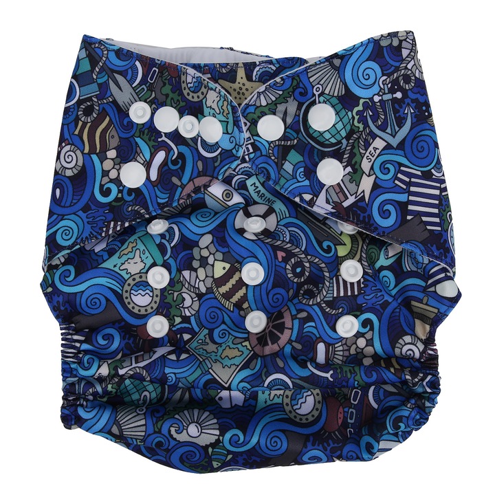 Állítható, vízálló, újrafelhasználható textil pelenka újszülötteknek, 1 méret, többszínű