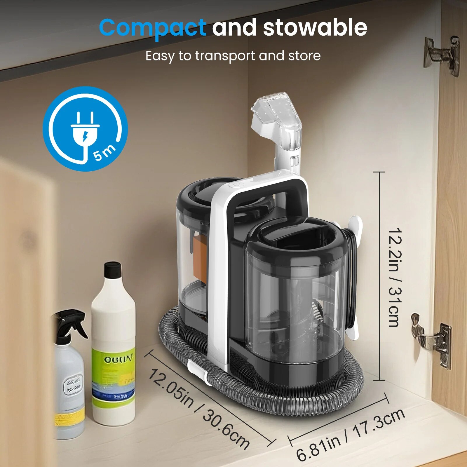 Aspirator, 600W, 1-2 l, Negru, 220-240V