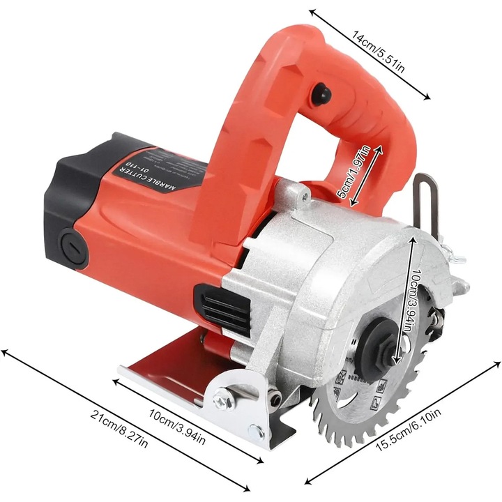 Мини циркуляр, регулируем ъгъл, издръжлив дизайн, червено/черно