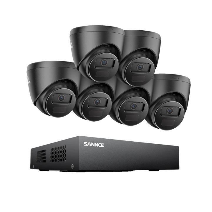 Kit Supraveghere Misecu 8CH NVR cu 6 Camere 5MP, Detectie Umana AI, Nocturna Color, 1TB