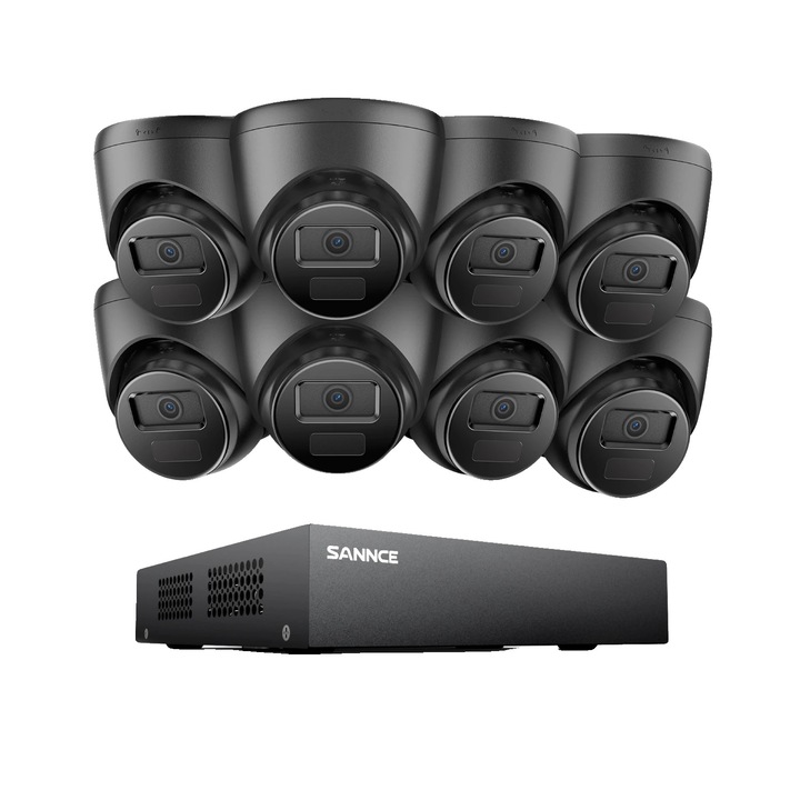 Camera de supraveghere, 4MP, viziune nocturna avansata, set de 6, rezistenta la intemperii