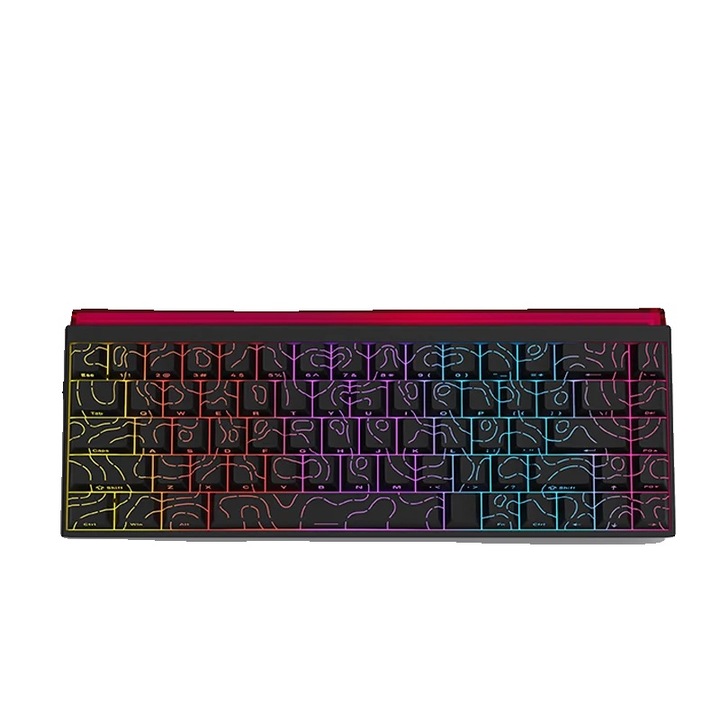 Tastatura Mecanica Wireless NuPhy Node 100 Low-Profile, PBT Keycaps, RGB LED, Bluetooth/2.4GHz/USB-C, Red nano Switch, Alb