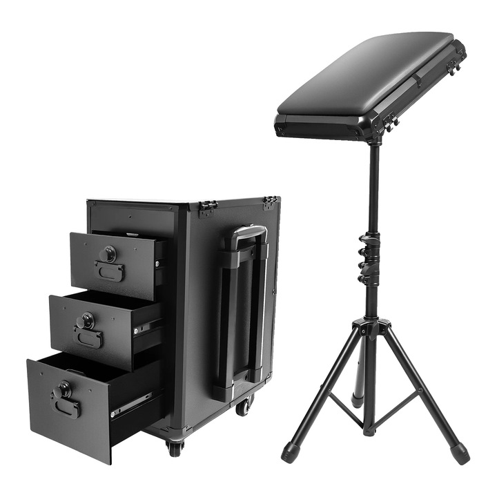 Portfard cosmetic, design cu roti, 3 sertare, material durabil, multicolor, 42x28x53cm