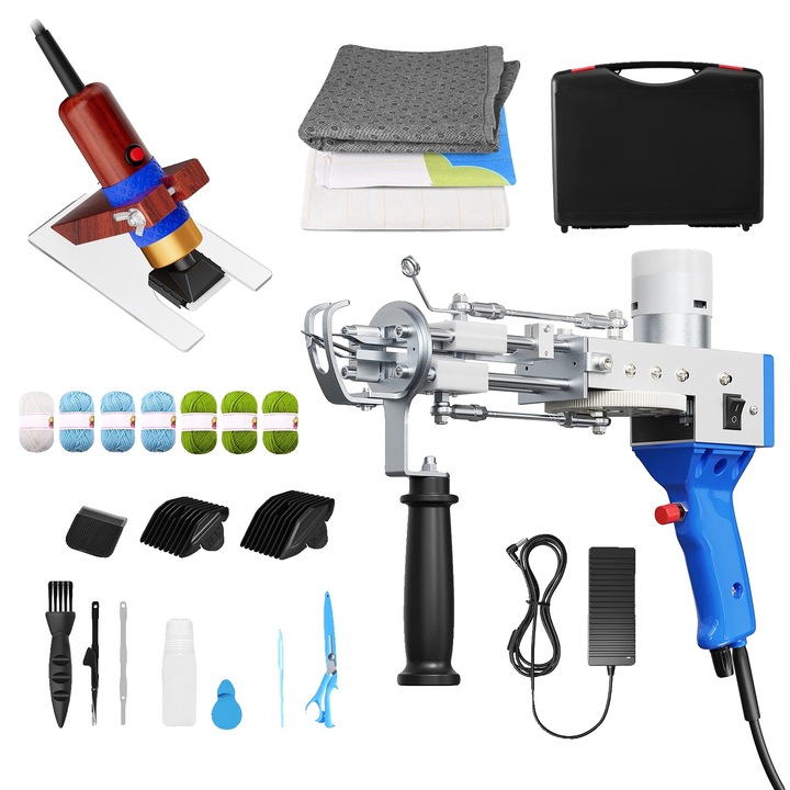 Teljes tufting szerszámkészlet, 2 az 1-ben, rózsaszín, 1x5m szövet, 1x1m szövet, 90x90cm háttérszövet