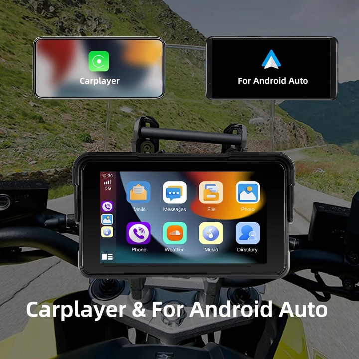 Motoros GPS navigáció, 5 hüvelykes, vízálló kialakítás, vezeték nélküli CarPlay integráció