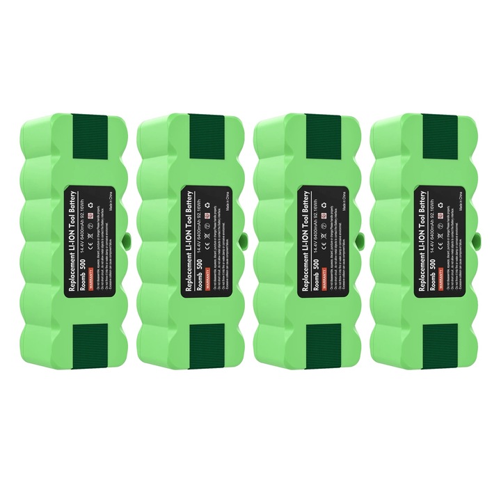 Set 4 acumulatori pentru aspirator, 6400mAh, compatibili cu mai multe serii Roomba, 14.4V