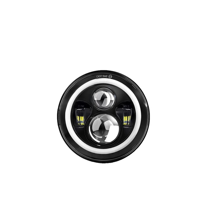 Proiector LED 6000K, 7 inch, cu functie de faza scurta/ lunga, cu ochi de inger, set 1PC