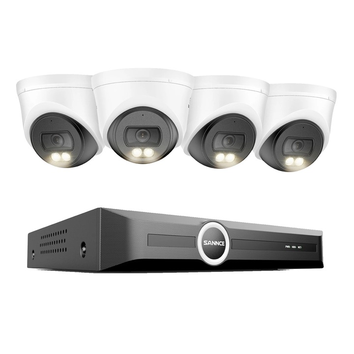 Kit Supraveghere 4 Camere, 2MP, 500GB, Panoramare 360°, Rezistenta la Intemperii