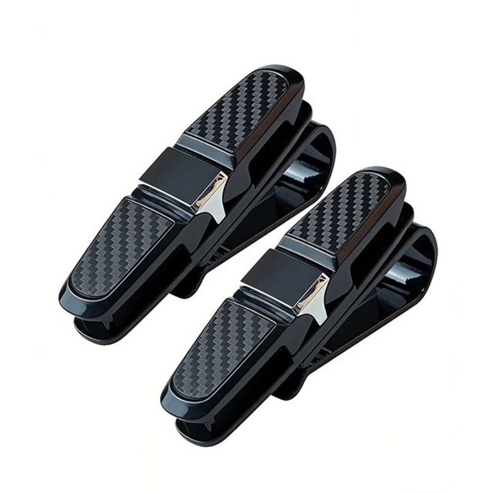 2 db autós szemüvegcsipesz készlet, 180°-ban forgatható, fényes ezüst