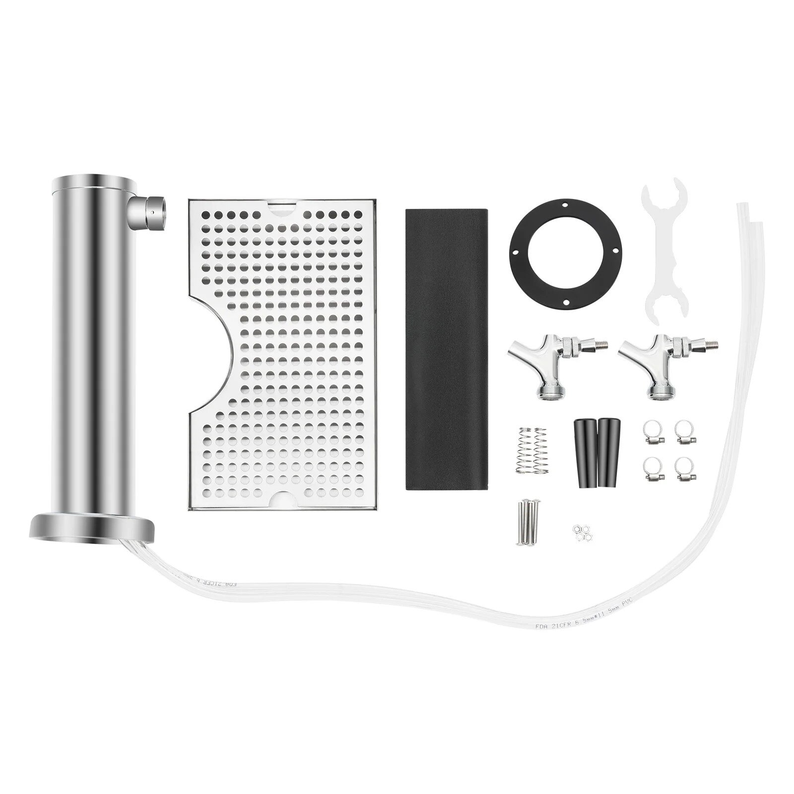 Dispenser bauturi, 2 robinete, cu tava de picurare, argintiu, 30x18cm ...