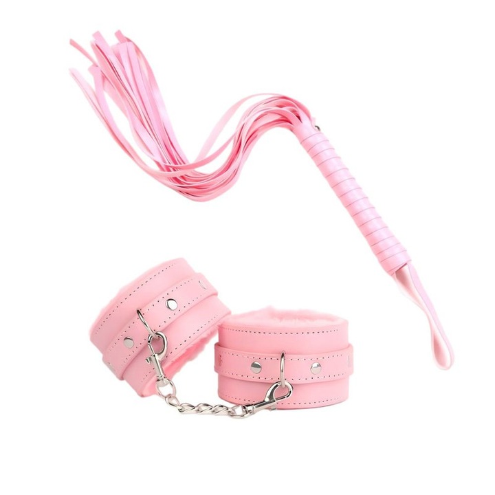 Set de bici cu franjuri si catuse din piele ajustabile, roz, dimensiune universala