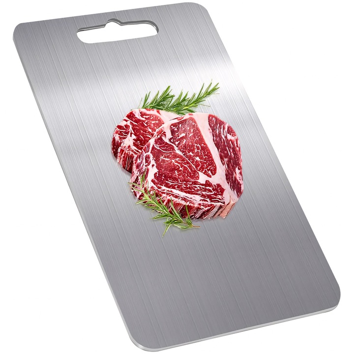 Дъска за рязане, BYONDSELF®, кухненска, титаниева, 29×20см, двустранна употреба, дебелина 10 мм, без мирис, устойчива на надраскване, лесна за почистване, подходяща за съдомиялна машина, многофункционална, сребриста