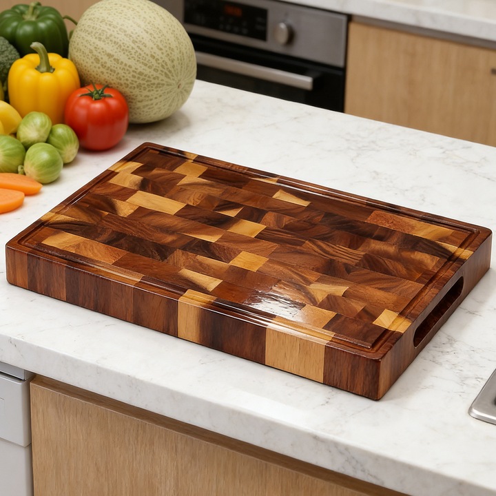 Tocator, BYONDSELF®, din Lemn Natural de Salcam, 36×24×2.5cm, Design Modern, Elegant si Rezistent, pentru Taiere, Servire, Decor si Cado, Fara Miros, Usor de Curatat, Rezistent, Maro