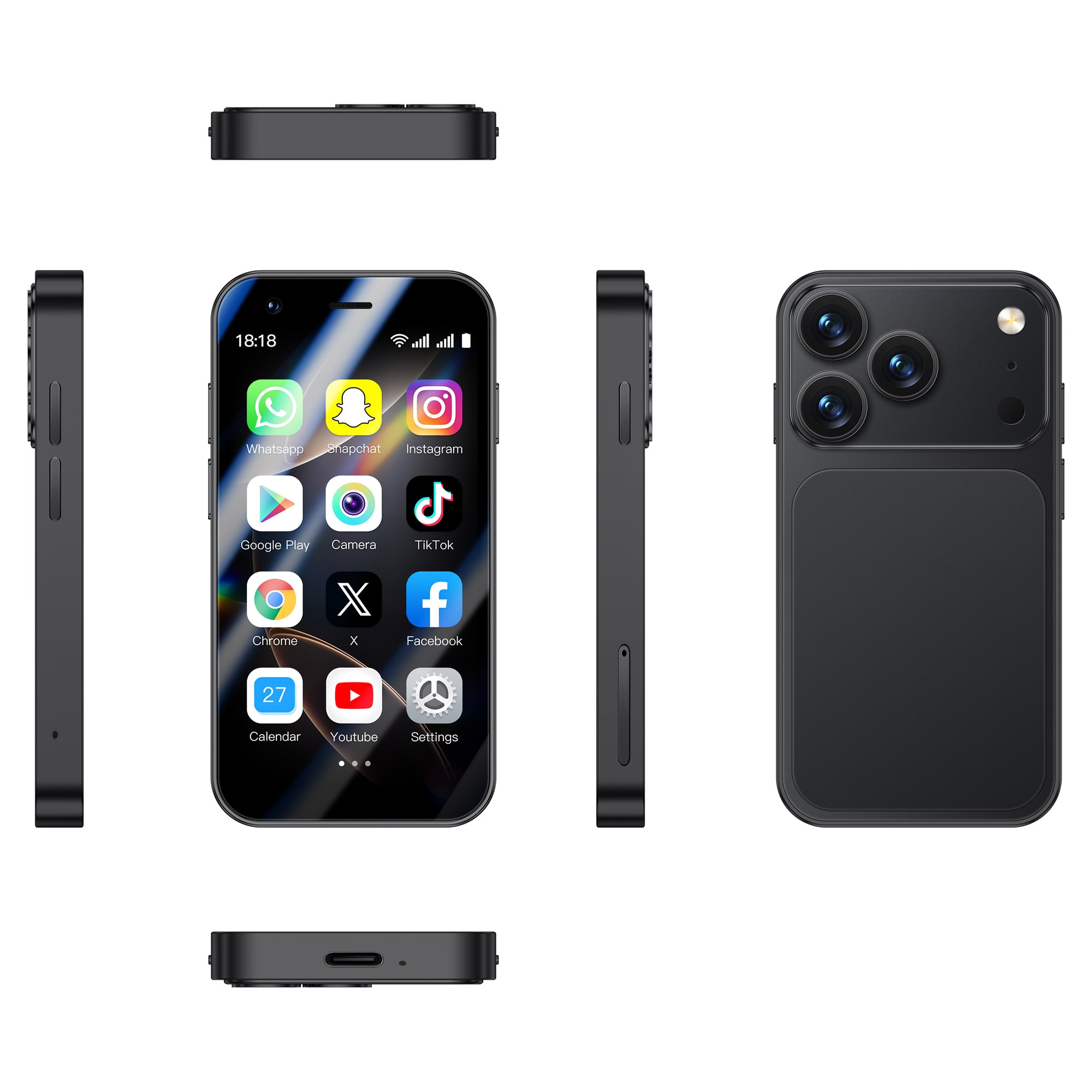 Smartphone Mini 3G Rainbuvvy A17, 2GB RAM, 16GB ROM, 3.0 inch, Dual SIM, Negru, Ro Alert