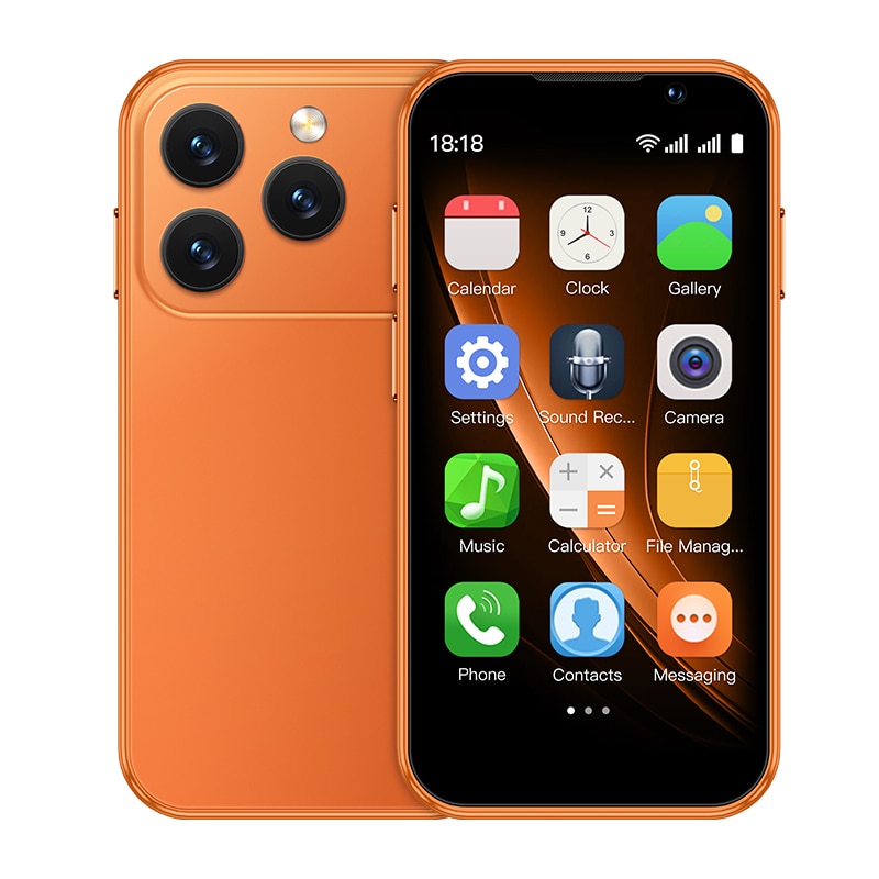 Rainbuvvy I17 Mini smartphone 3G de 3,0 inci, 2 GB RAM, 16 GB ROM, Android 9.0, 900 mAh, portocaliu