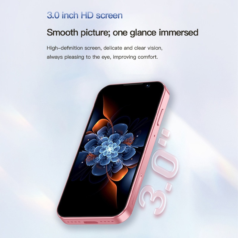Rainbuvvy I17 Mini smartphone 3G de 3,0 inci, 2 GB RAM, 16 GB ROM, Android 9.0, 900 mAh, portocaliu