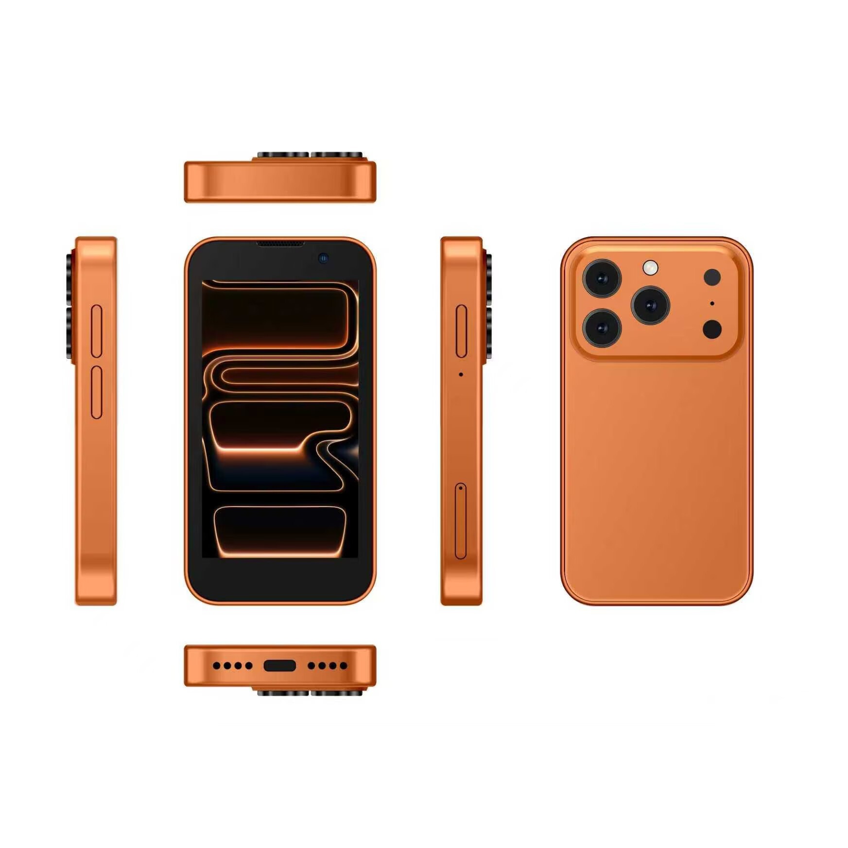 Rainbuvvy I17 Mini smartphone 3G de 3,0 inci, 2 GB RAM, 16 GB ROM, Android 9.0, 900 mAh, portocaliu