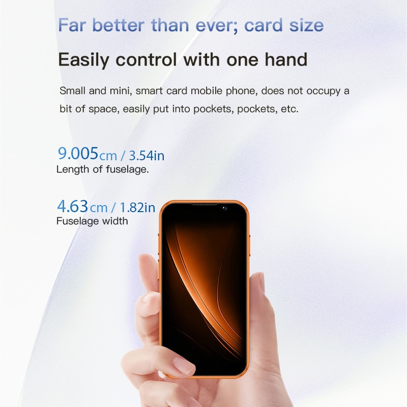 Rainbuvvy I17 Mini smartphone 3G de 3,0 inci, 2 GB RAM, 16 GB ROM, Android 9.0, 900 mAh, portocaliu