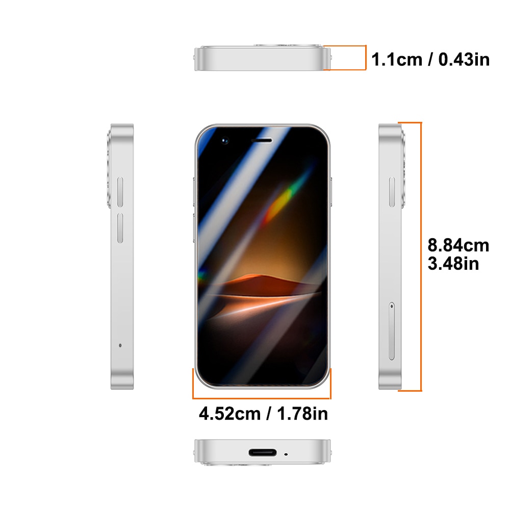 Smartphone Mini Rainbuvvy A17, 3.0 inch, 2GB RAM, 16GB ROM, 3G, Dual SIM, Argintiu, 88.4x45.2x11mm, ROAlert