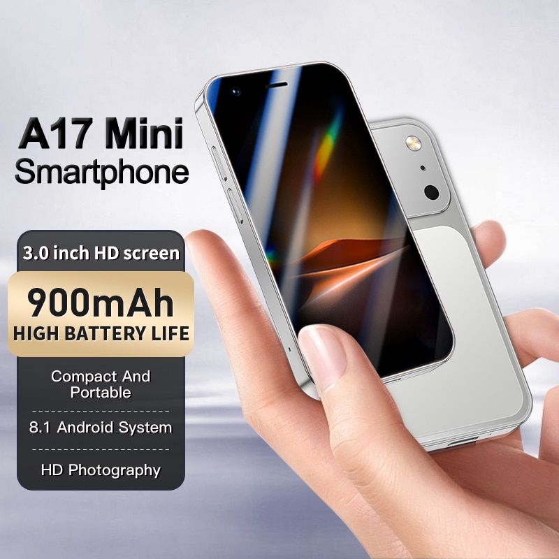 Smartphone Mini Rainbuvvy A17, 3.0 inch, 2GB RAM, 16GB ROM, 3G, Dual SIM, Argintiu, 88.4x45.2x11mm, ROAlert