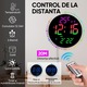 Ceas Digital de Perete cu Led, Ultrixe, Rotund 25.3cm, Calendar, Afisaj Temperatura, 2 Alarme, Telecomanda, 12 Culori de iluminare RGB Reglabile, Functie Fotocelula Automata/ Snooze/ Memorie, 12/24 Ore, Sincronizare Bluetooth a Orei, Negru