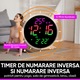 Ceas Digital de Perete cu Led, Ultrixe, Rotund 25.3cm, Calendar, Afisaj Temperatura, 2 Alarme, Telecomanda, 12 Culori de iluminare RGB Reglabile, Functie Fotocelula Automata/ Snooze/ Memorie, 12/24 Ore, Sincronizare Bluetooth a Orei, Negru