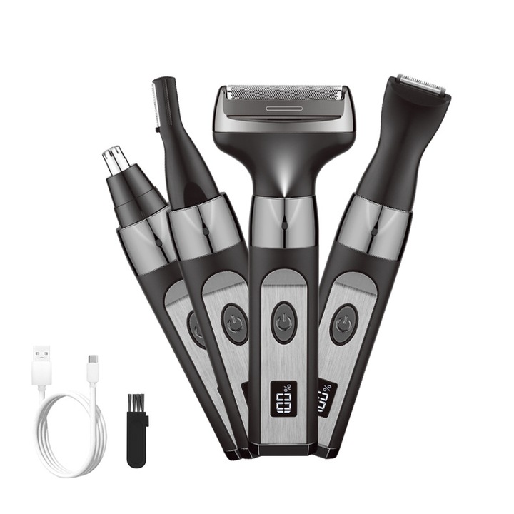 Aparat de ras electric 4-in-1, reincarcabil USB, negru diamant