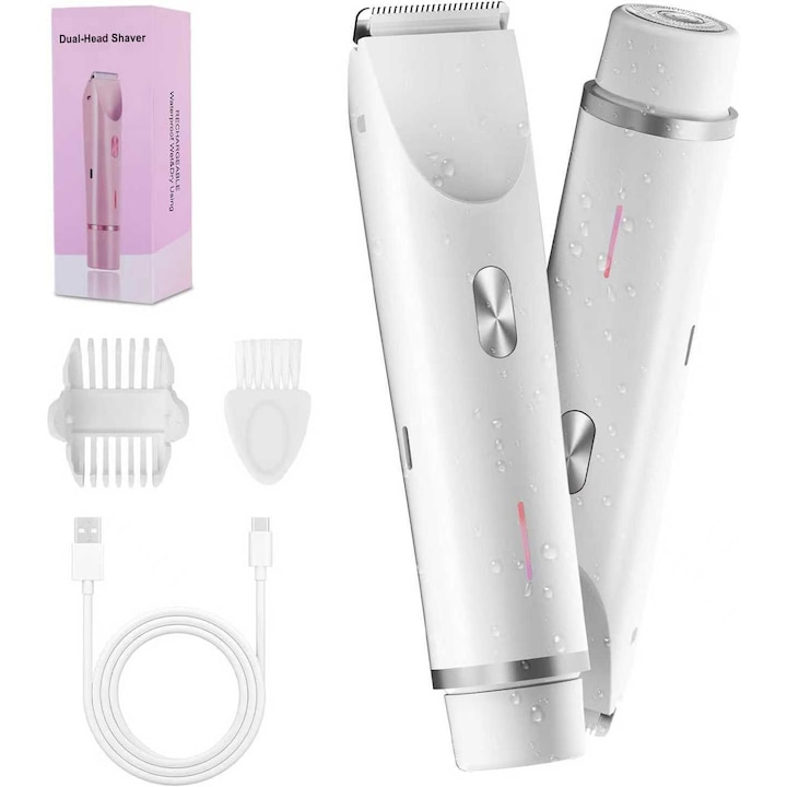 Епилатор за жени, бял, за интимна зона, срамно окосмяване и подмишници