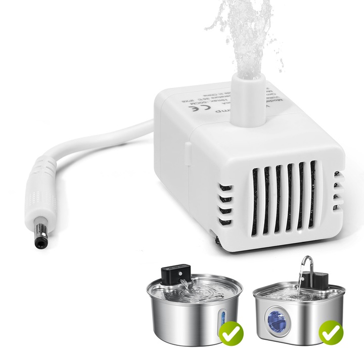 JY-YB200 Pompa pentru fantana de apa pentru pisici, pompa de schimb DR-DC pentru fara firdistribuitor de apa din otel inoxidabil pentru caine, pompa ultra silentioasa, motor submersibil IP68