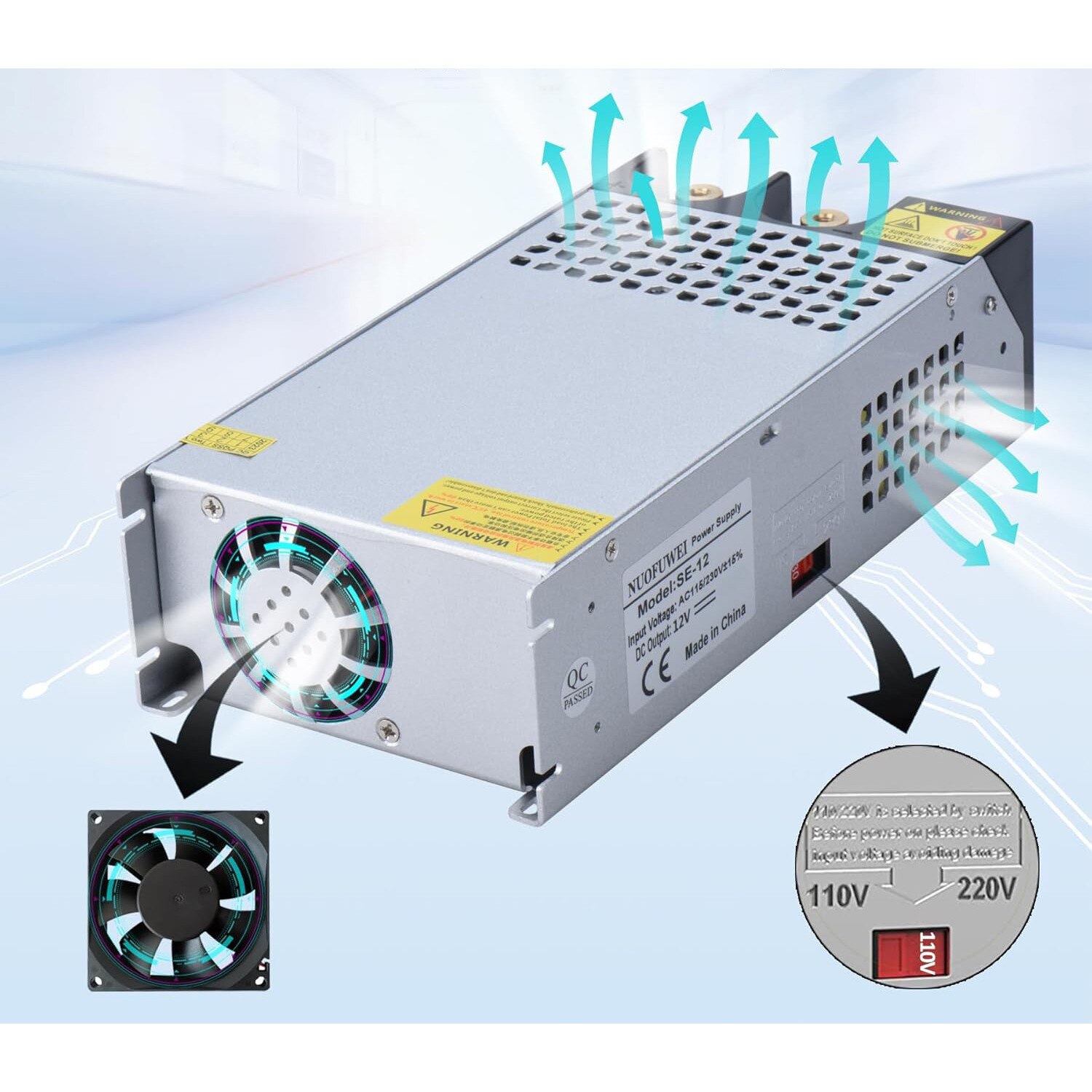Sursa de alimentare 12V 100A 1200W, transformator AC 230V DC