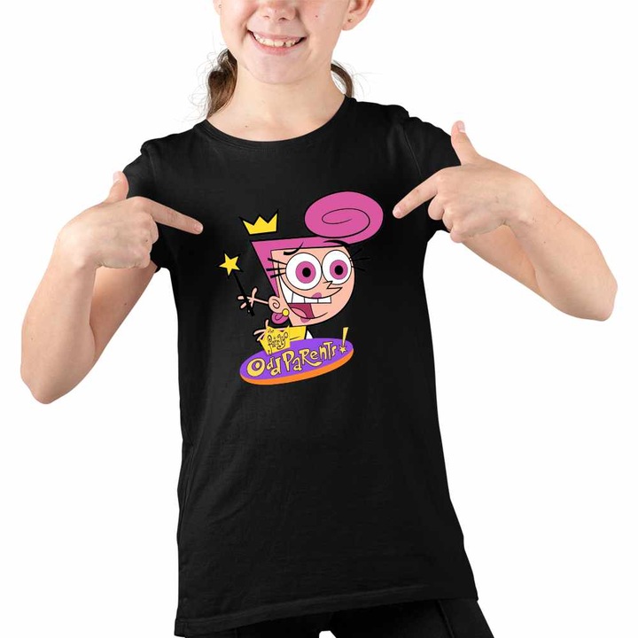 Tricou Copii Fete Fairly Odd Parents Wanda Venus Nasii mei Vrajitori, Fekete