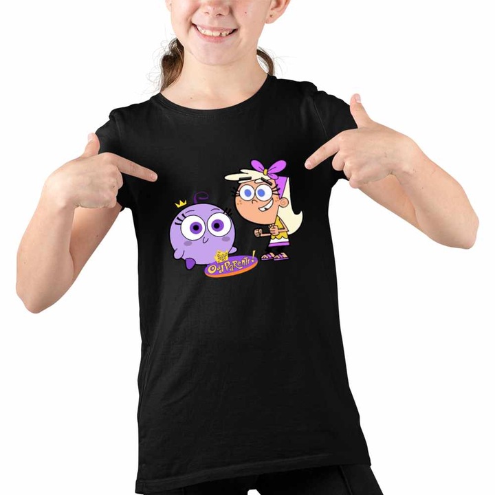 Tricou Copii Fete Fairly Odd Parents Chloe Poof Nasii mei Vrajitori, Fekete
