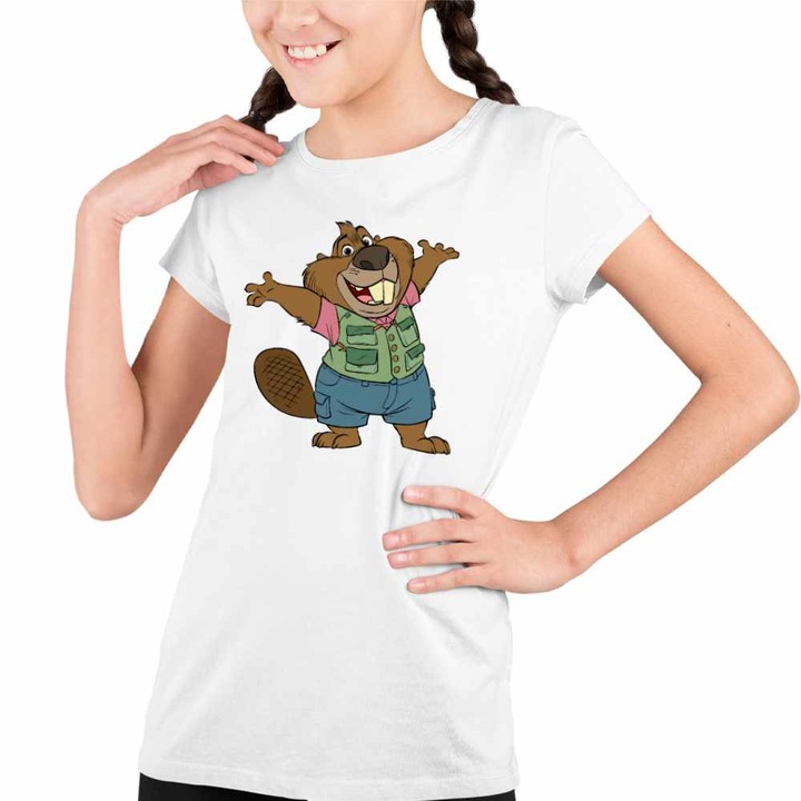 Tricou Copii Fete Zootopia Nibbles Maplestick Castor Zootropolis, Fehér