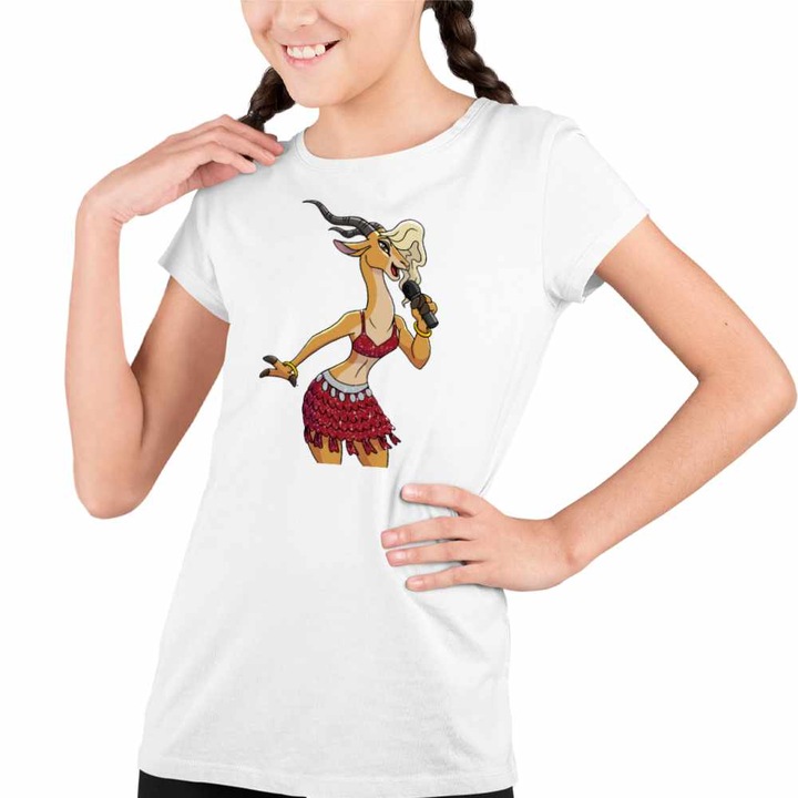 Tricou Copii Fete Zootopia Gazelle Cantareata Zootropolis Star Vedeta, Fehér