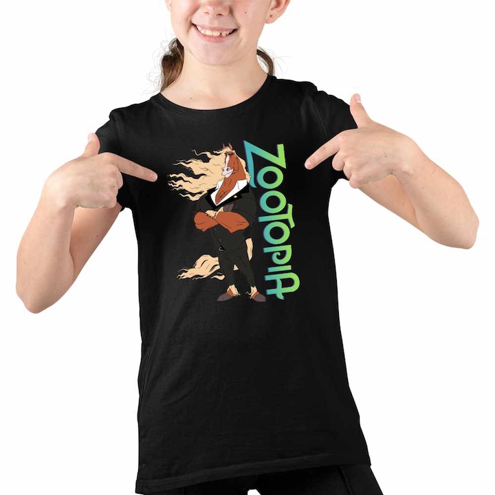 Tricou Copii Fete Zootopia Winddancer Cal Primar Dansator Zootropolis, Fekete