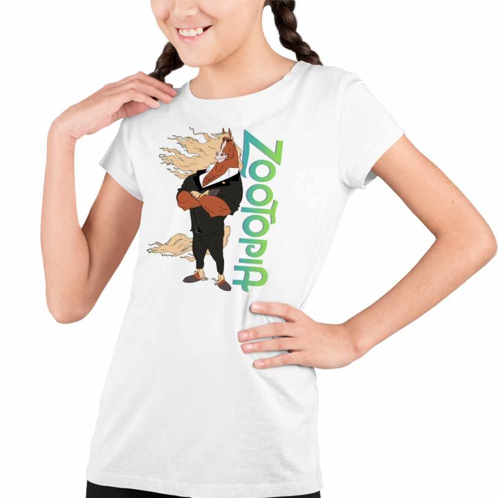 Tricou Copii Fete Zootopia Winddancer Cal Primar Dansator Zootropolis, Fehér
