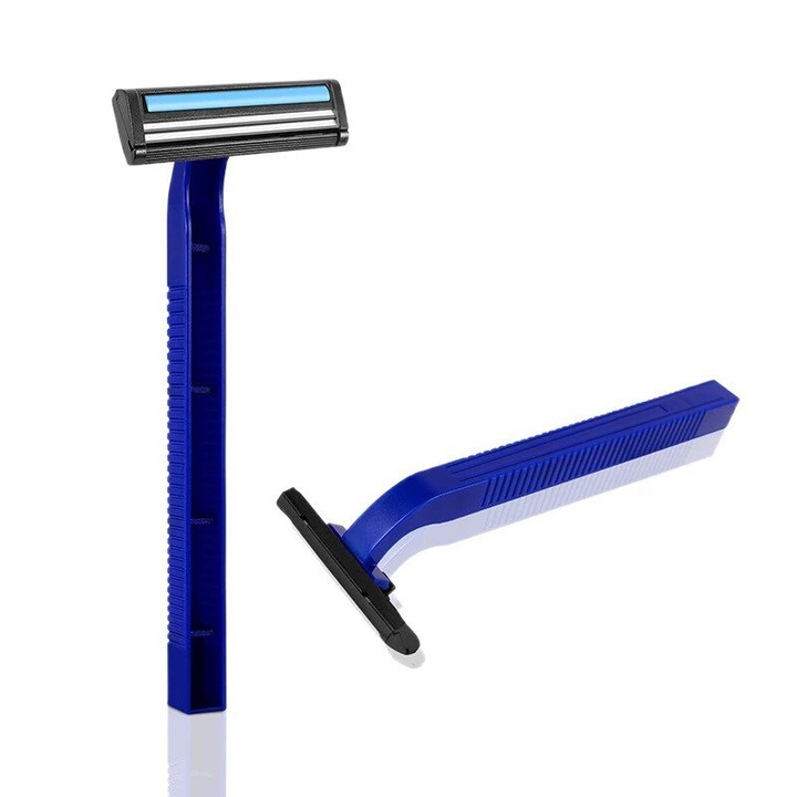 Razor de unica folosinta, 10 buc, 2 lame, albastru, 12x4cm