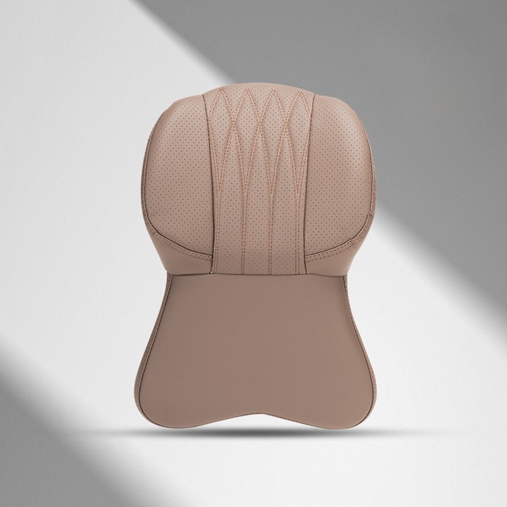 Perna auto premium pentru tetieră, tapițerie moale și spumă cu memorie, suport cervical, design unic, confort sporit la condus, compatibilă cu orice mașină, 42x26 cm, maro, PriStyle®