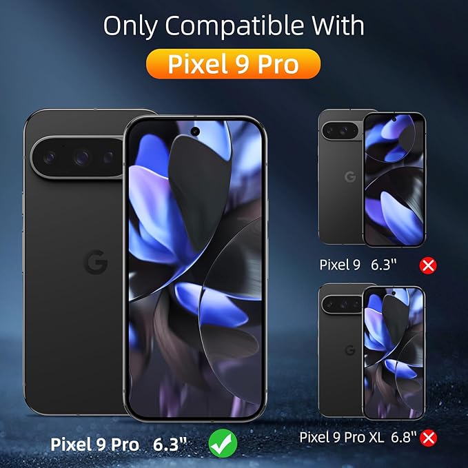 Set 2 Folii de Protectie si 2 Folii pentru Camera pentru Google Pixel 9 Pro, Sticla Securizata, Negru, 0.18mm