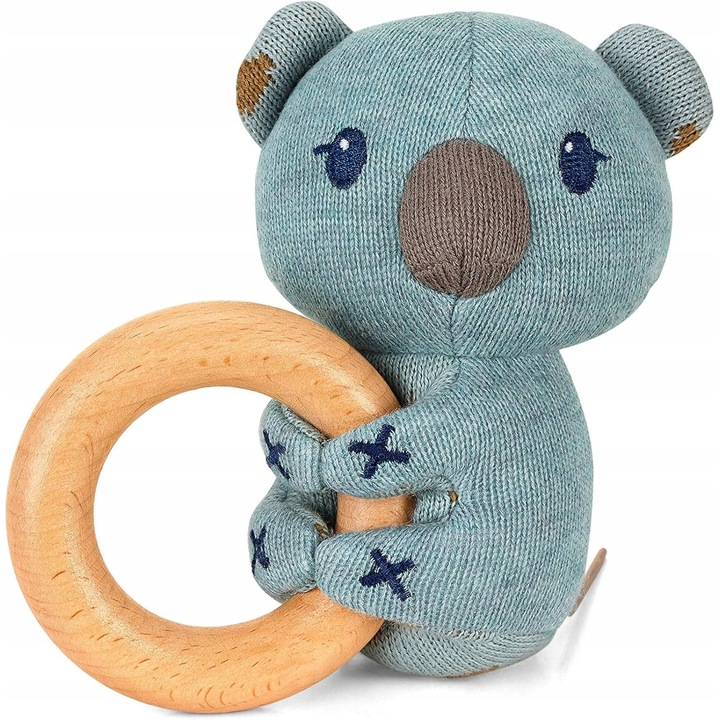 STERNTALER koala rágóka szett, pamut és fa, 12x7,5cm, kék