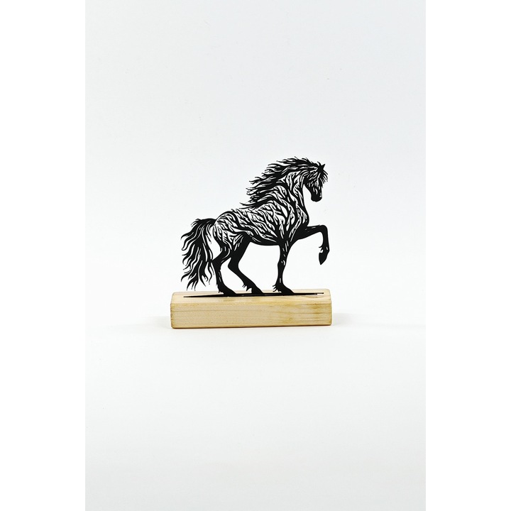 Decoratiune mobila HORSE, Negru/Maro, Fetisshop, Dimensiunea 14x15 cm