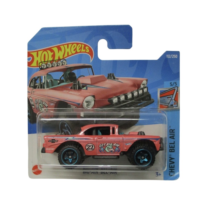 Masinuta Hot Wheels Big-Air Bel-Air, Colectia Chevy BEL AIR 2022, Roz, 1:64