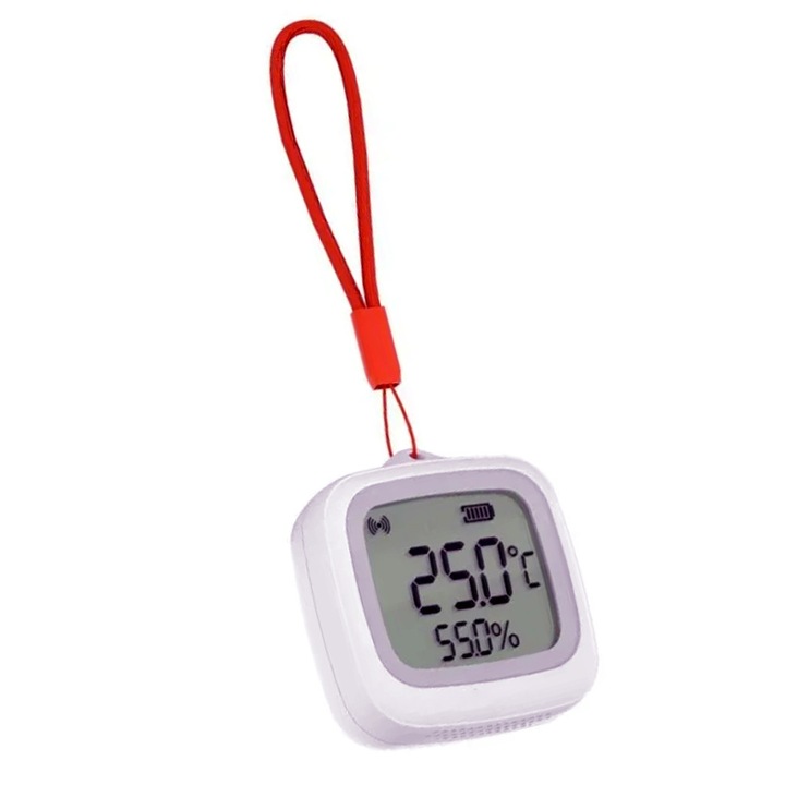 Senzor Temperatura si Umiditate DAMUR Zigbee 3.0, Display LCD, IP65, pentru Baie, Sera, Balcon, Pivnita