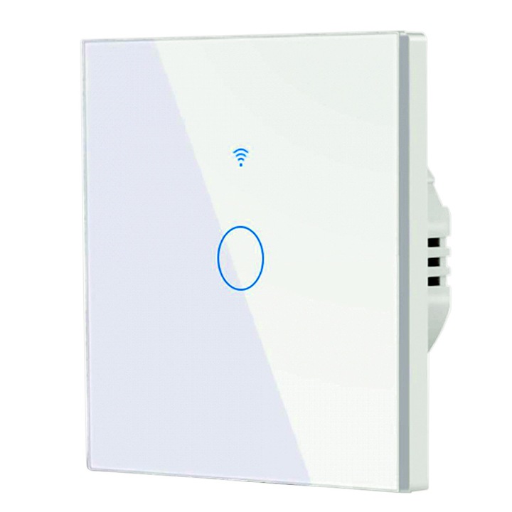 Intrerupator Smart Touch 1 Canal, Fara Nul, WiFi 2.4GHz + RF 433MHz, Sticla Securizata, Control Aplicatie Tuya / Smart Life / Alexa / Google, Automatizari Casa Smart, Design Premium