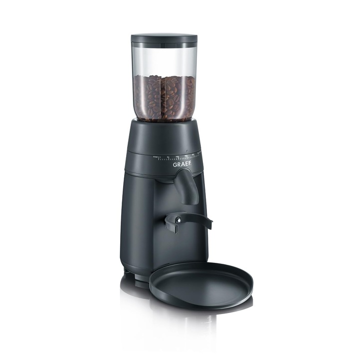 Rasnita de cafea electrica Graef CM702, recipient boabe 250 g, rasnita conica detasabila din otel inoxidabil, negru, 12 cesti